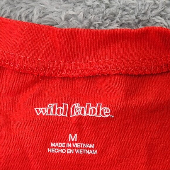 3/$20 Wild Fable T-Shirt Womens M Red Long-Sleeve Cropped Solid Crop Top Cotton - Picture 4 of 9